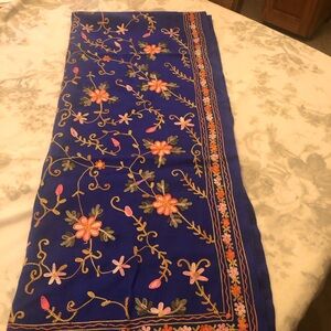 🎄Kashmiri Handmade Floral Embroidered Blue Scarf
